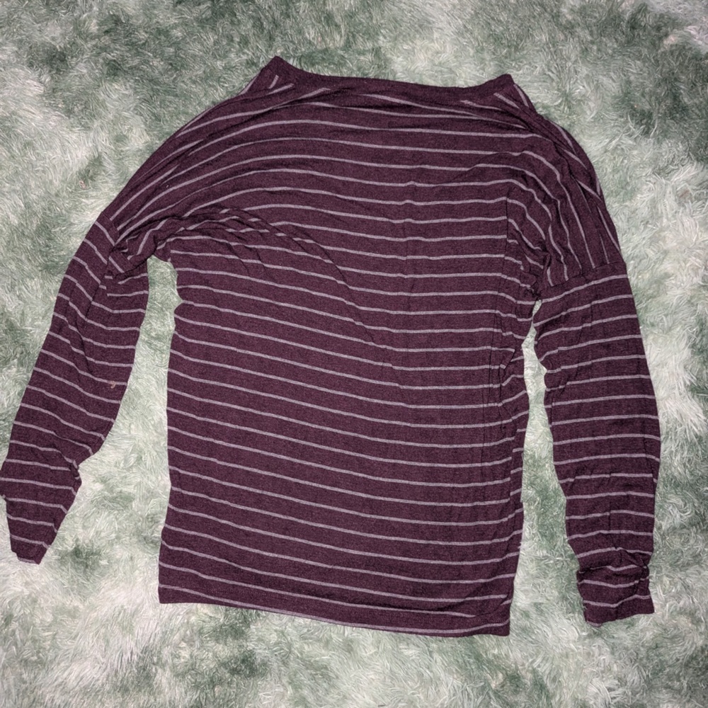 CAbi Purple Striped Crew Neck Sweater